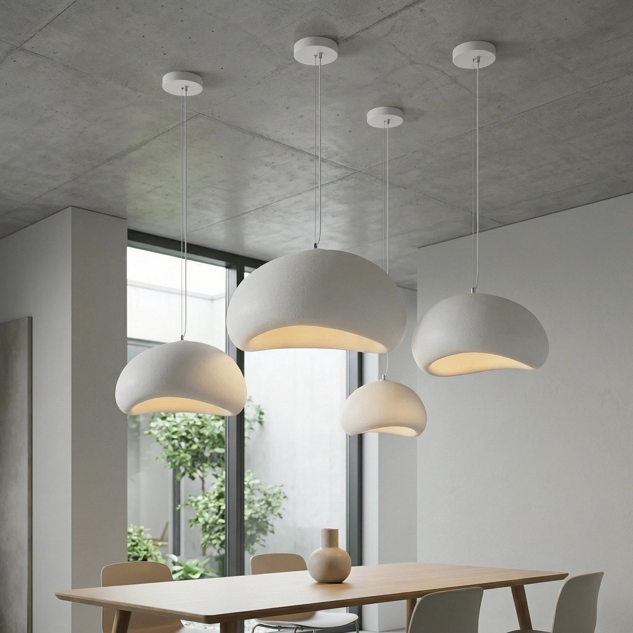 Wabi Sabi White Or Gray Sculpted Pendant Light