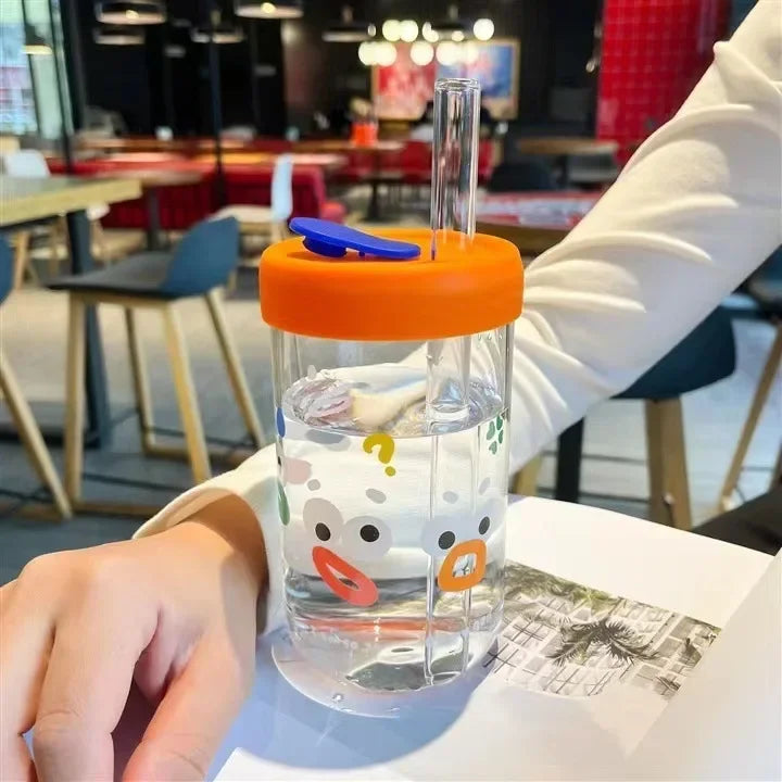 DecorBites™ Verres Kawaii avec couvercle et paille, Tasse à Bubble Tea - Vaisselle mignonne de 550 ml