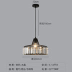 Nordic Crystal Round Pendant Light in Black Iron
