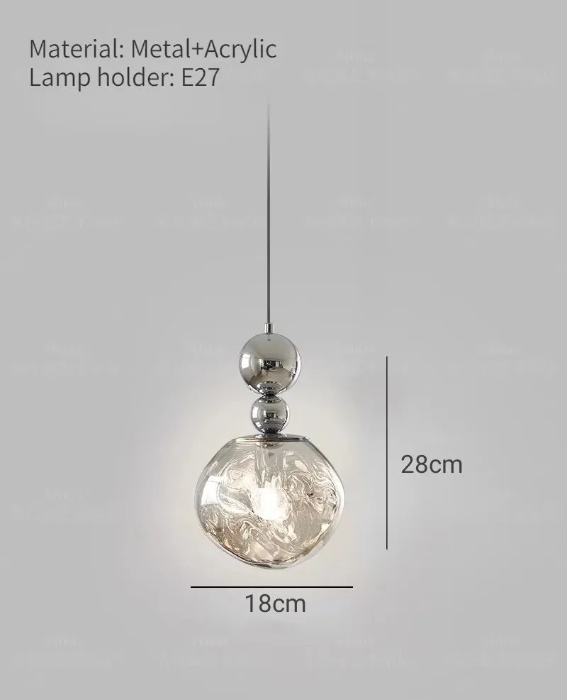 Art Deco Silver Lava Pendant Light in Acrylic and Metal