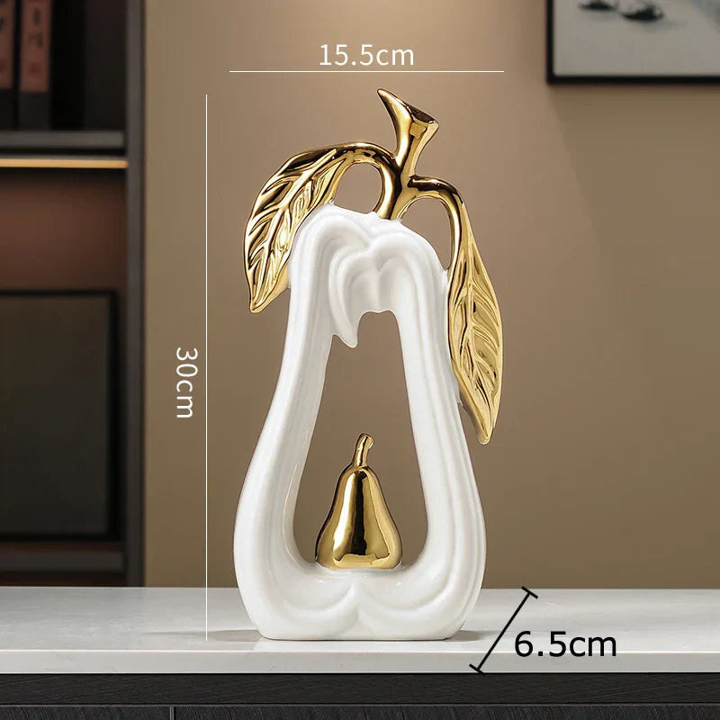 DecorBites™ Gold Pear Ceramic Sculpture Desk Ornament Aesthetics Decor