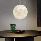 3D-Printed Moon Pendant Light in White Polymer