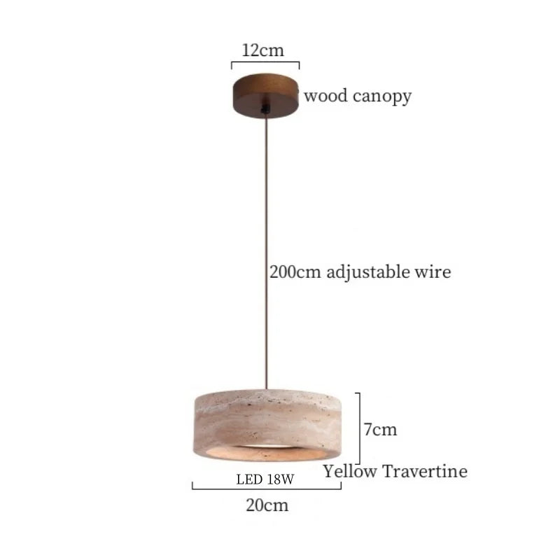 DecorBites™ Iron Yellow Travertine LED Pendant Light for Bedside Dining Living Room