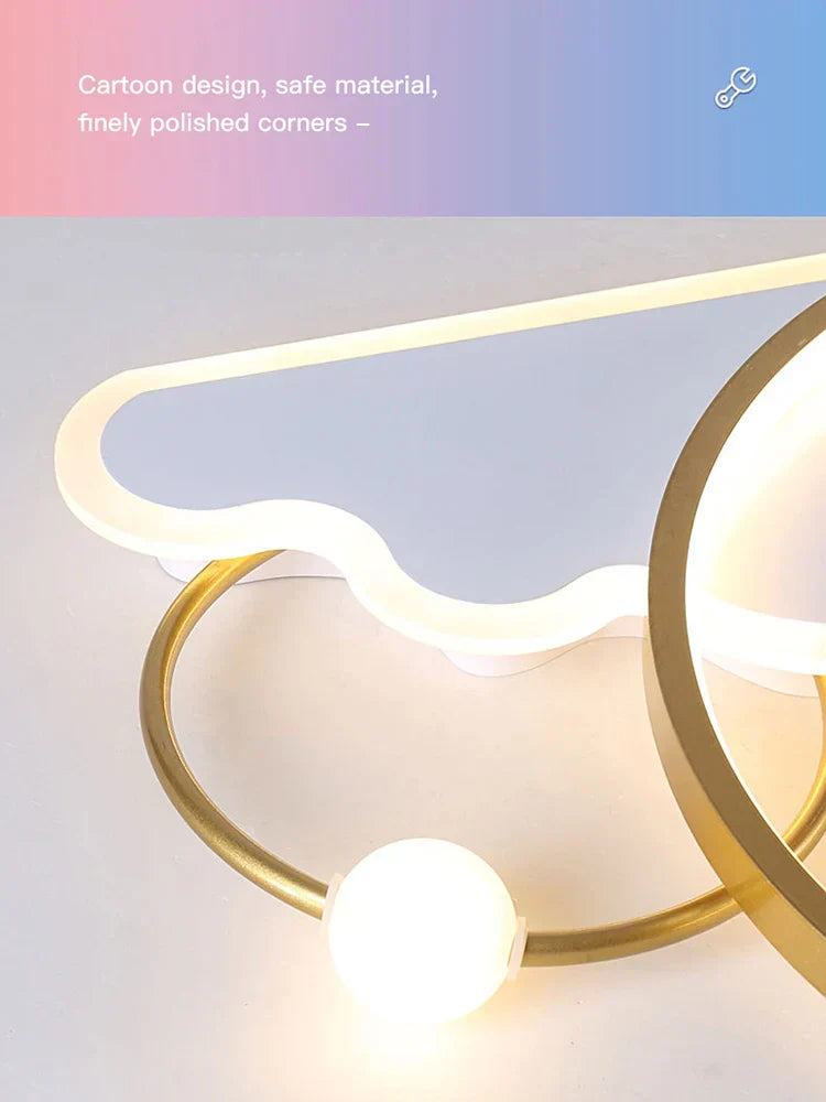 مصباح سقف LED للأطفال من DecorBites™: ثريا حضانة عصرية لغرفة النوم، مصباح كرتوني ذكي