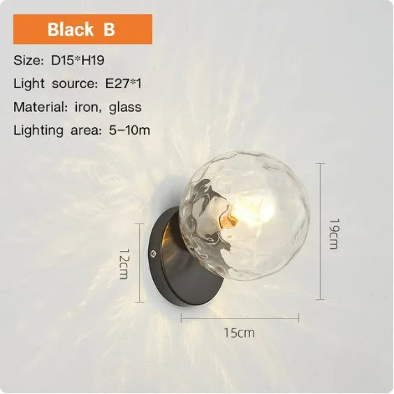 Applique murale LED DecorBites™ boule de verre dorée pour la décoration du salon, de la chambre et de la salle de bain
