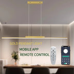 Modern Minimalist LED Pendant Light for Dining Room Adjustable Linear Chandelier in Gold Dimmable Hanging Lamp Fixture for Home