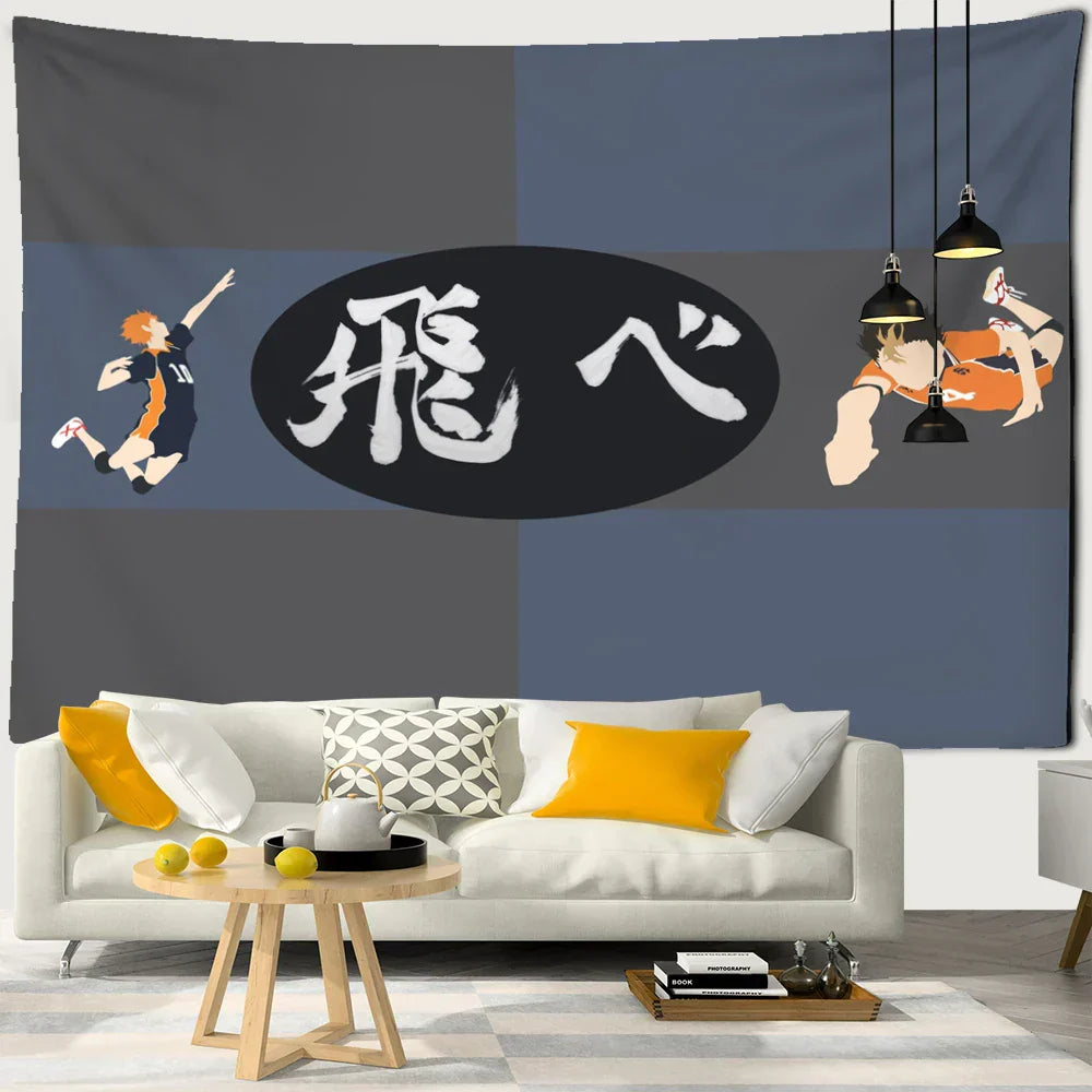 DecorBites™ Haikyuu Black White Letters Tapestry Wall Hanging - Psychedelic Home Decor