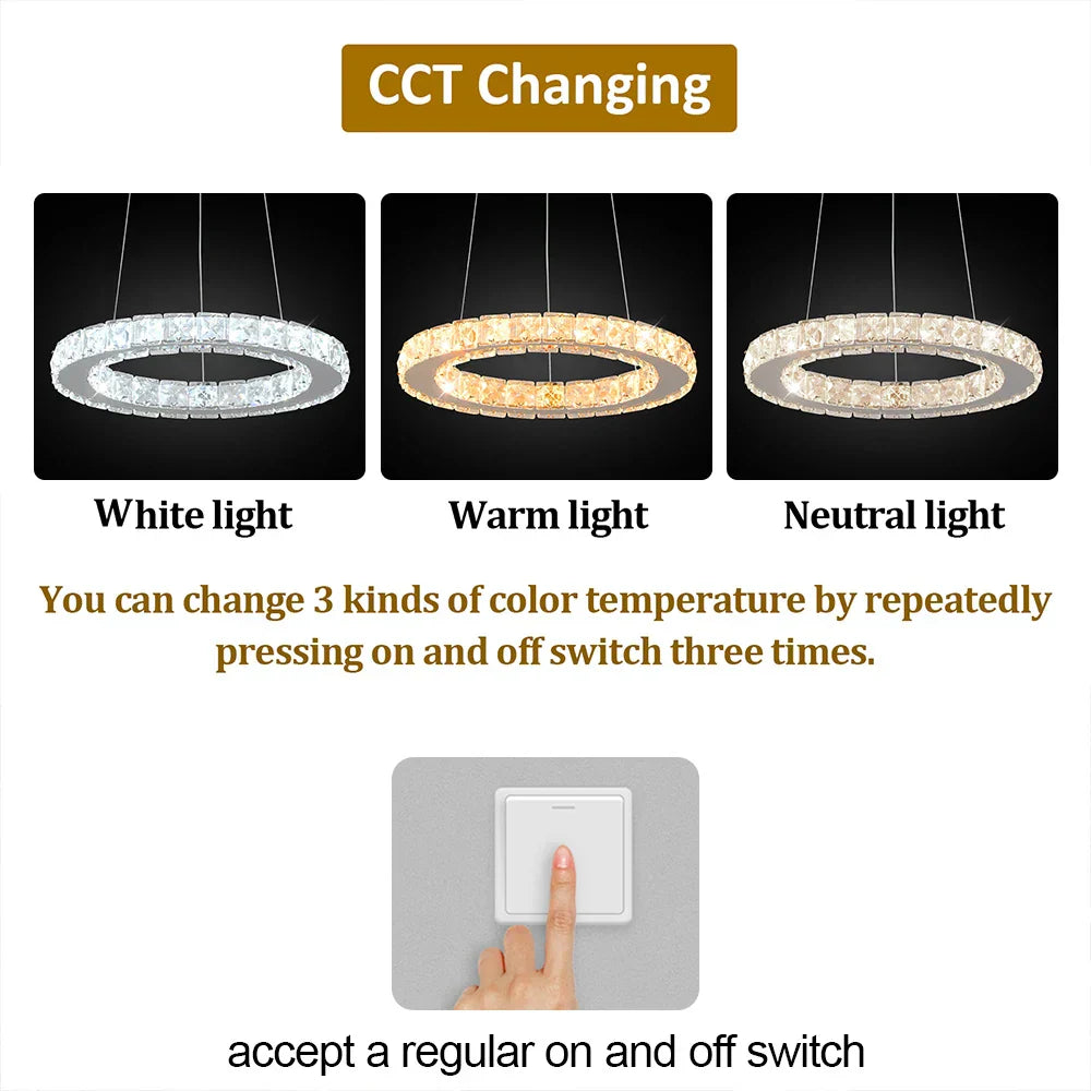DecorBites™ Crystal LED Pendant Chandelier for Home Décor - Modern Art Fixture