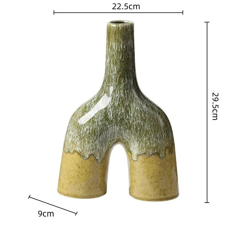 DecorBites™ Abstract Kiln-changing Glaze Ceramic Vase for Home Decor and Floral Arrangement