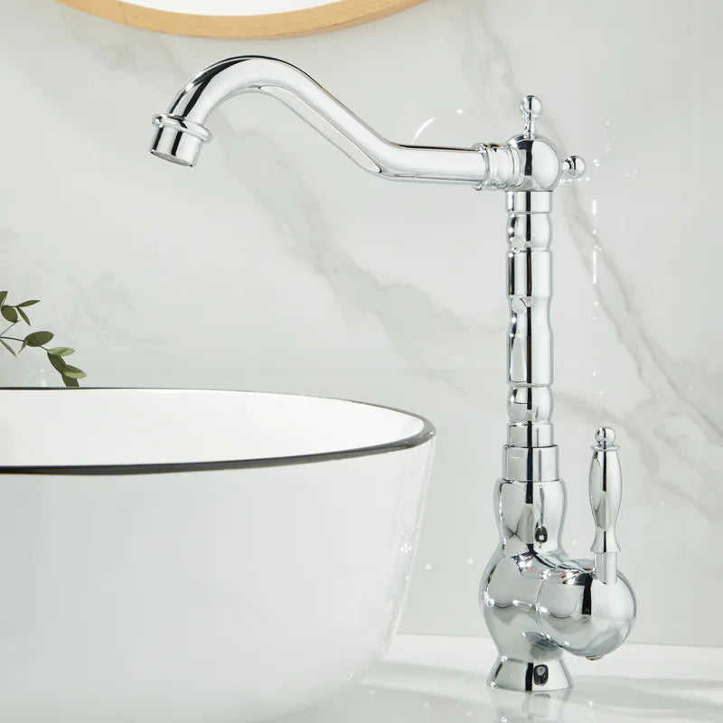 DecorBites™ Robinet de lavabo doré Mitigeur chaud froid à poignée unique