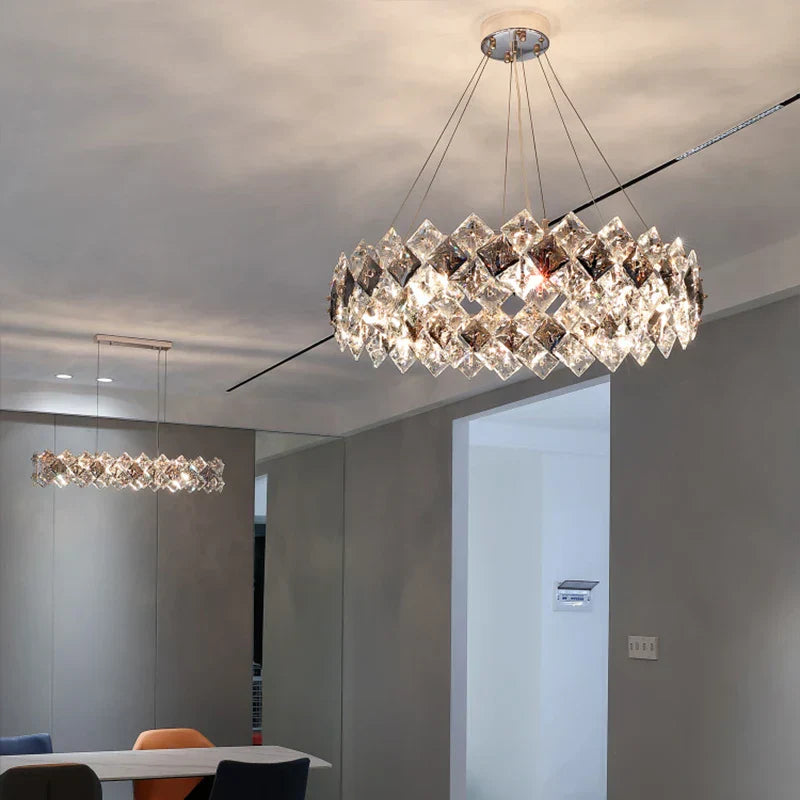 DecorBites™ Crystal Chandelier: Postmodern Luxury Pendant for Living Room, Bedroom, and Restaurant