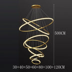 Modern Black Gold Aluminum Staircase Pendant Light