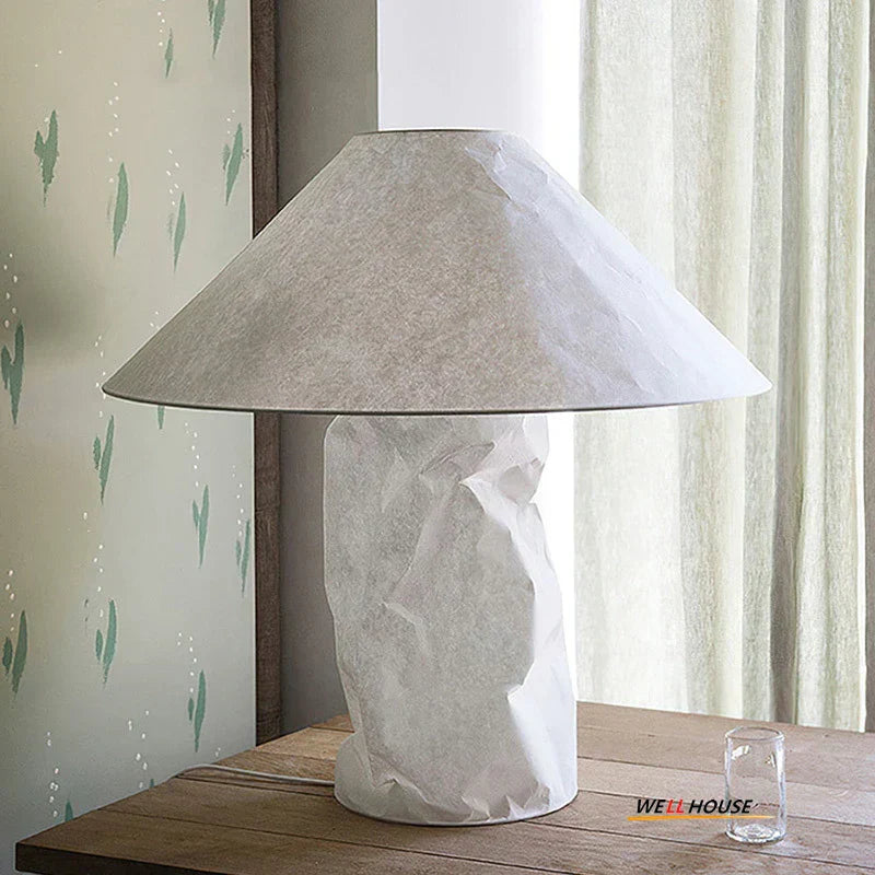 مصباح أرضي ورقي ياباني من DecorBites™: مصباح طاولة LED بتصميم نورديك وروح وابي سابي لغرفة النوم وغرفة المعيشة