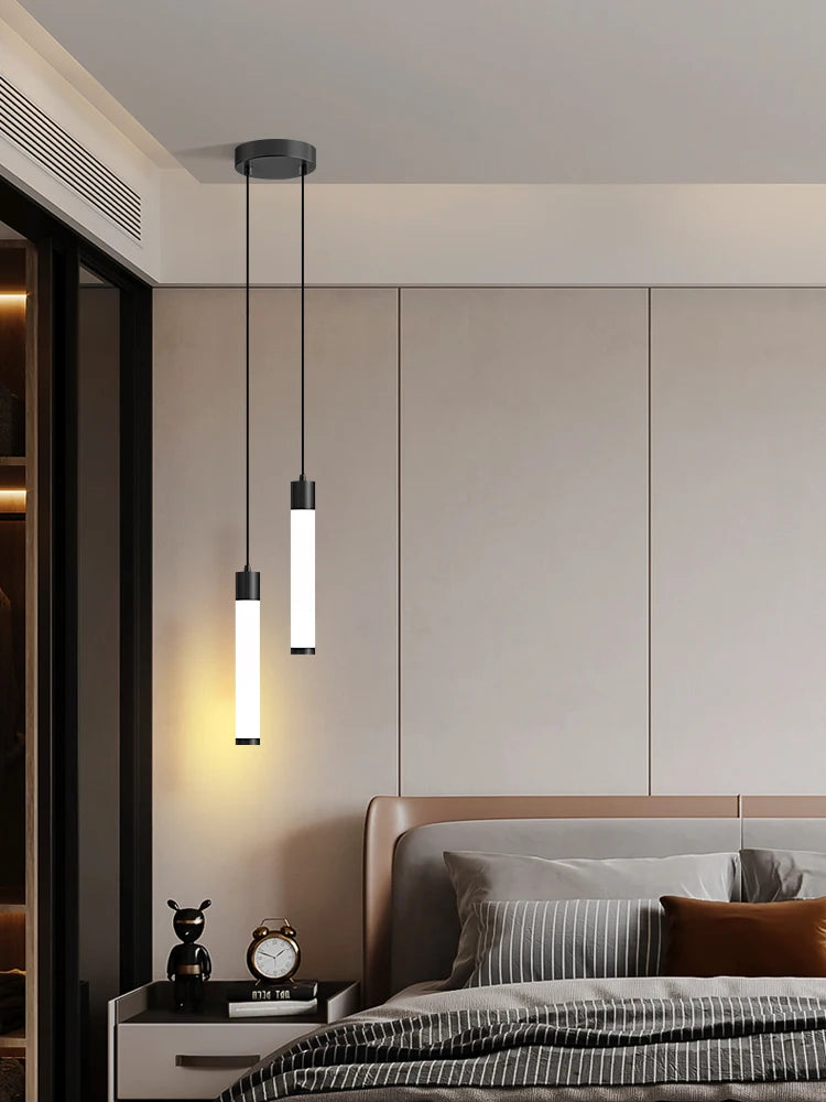 Minimalist White Linear Pendant Light In Aluminum