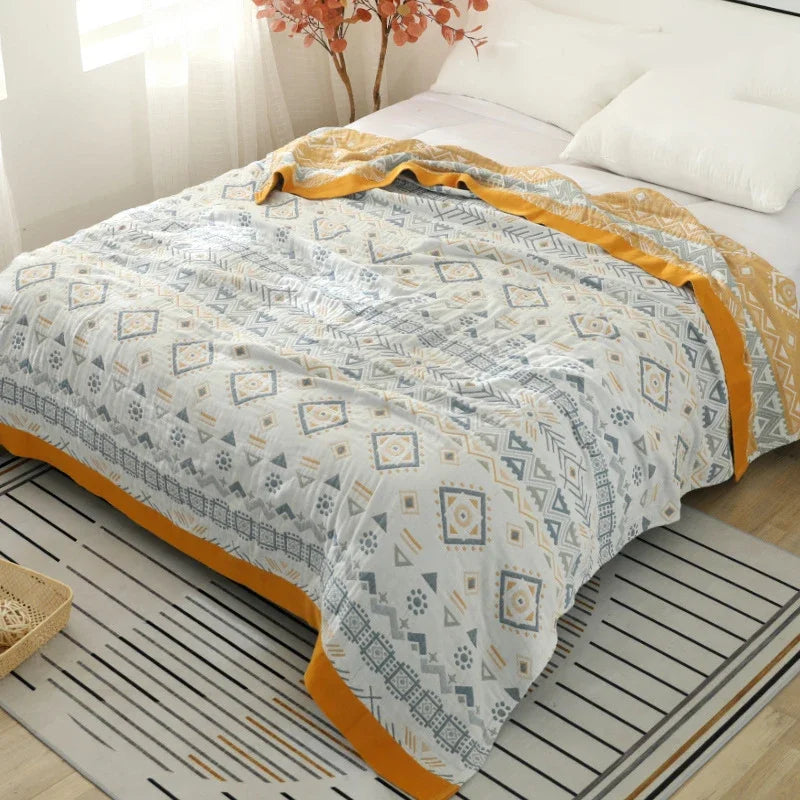 بطانية صيفية هندسية من الشاش القطني DecorBites™