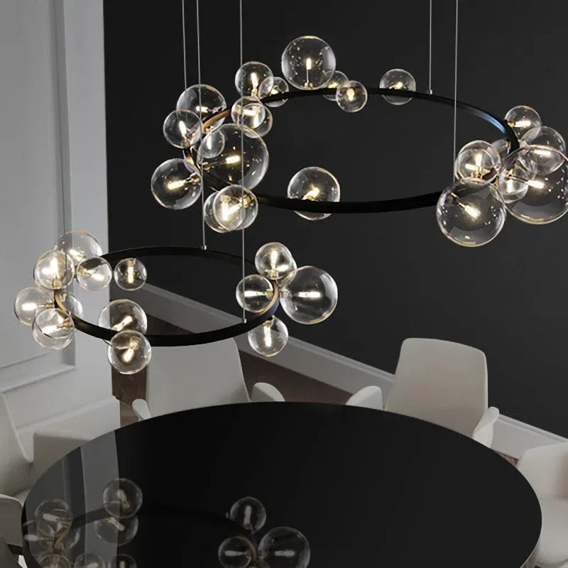 DecorBites™ Glass Ball LED Chandelier: Modern Nordic Style for Living, Dining, Kitchen, Study
