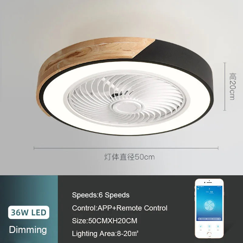 DecorBites™ 52CM Ceiling Fan Light 6 Speeds 36W - Living Room Dining Room Smart Lighting