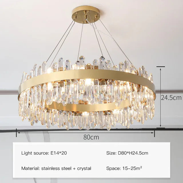DecorBites™ Crystal Circle Ceiling Chandelier with LED Lighting for Designer Dining Room