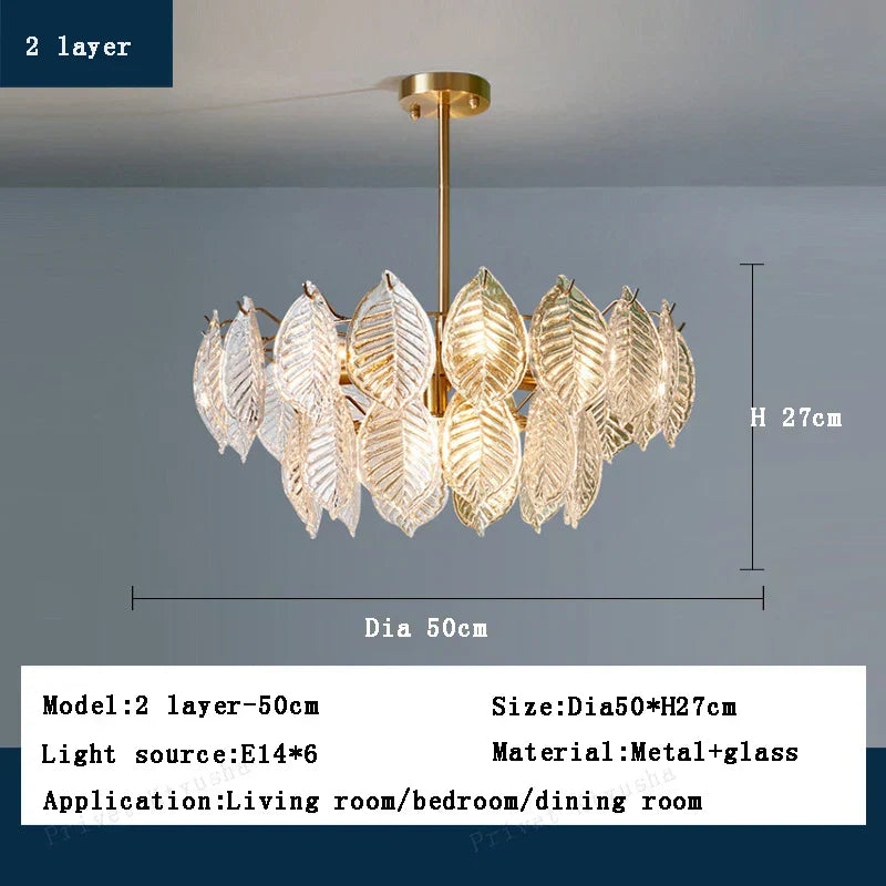 DecorBites™ ثريا أوراق الشجر الزجاجية الفاخرة لغرفة الطعام