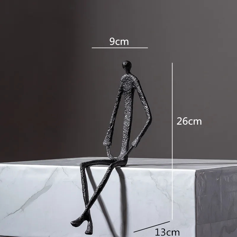 DecorBites™ Abstract Metal Human Sculpture Cast Iron Black Person Desktop Ornament