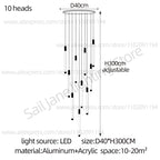 Modern Staircase Pendant Chandelier in Black or Gold