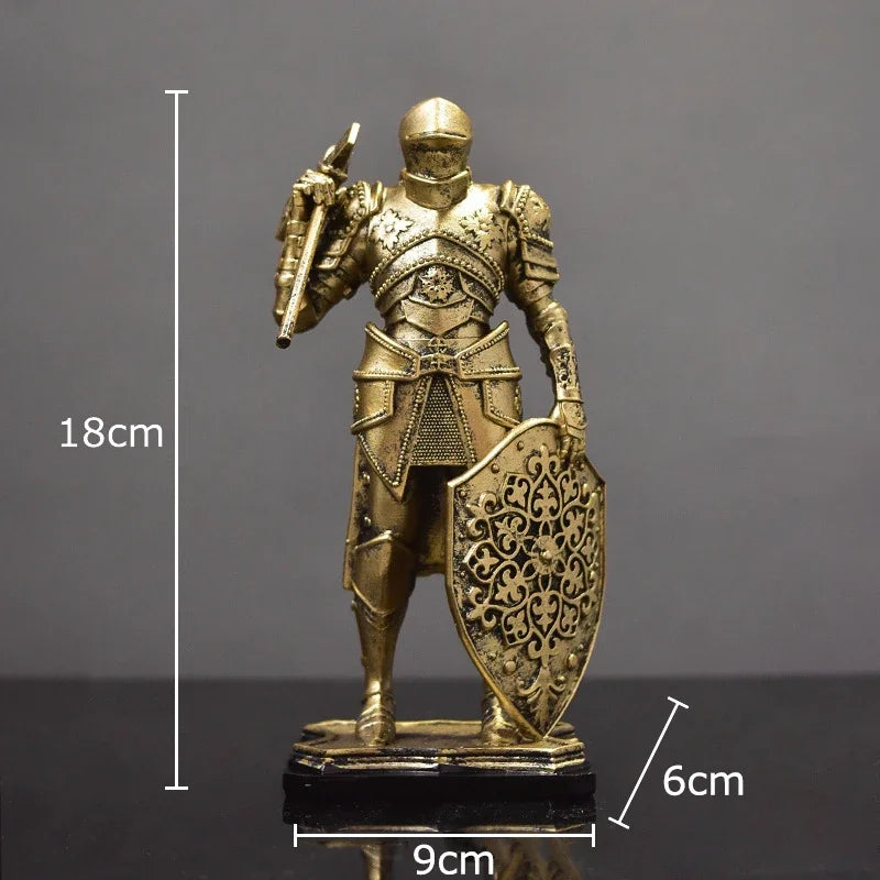 Décoration de statue de chevalier lourdement blindé en résine DecorBites™ pour bureau et esthétique de pièce
