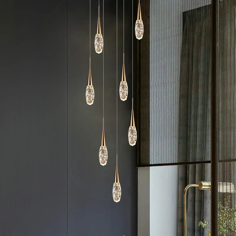 DecorBites™ Diamond Crystal Chandelier - Gold Interior Designer Living Room Lamp