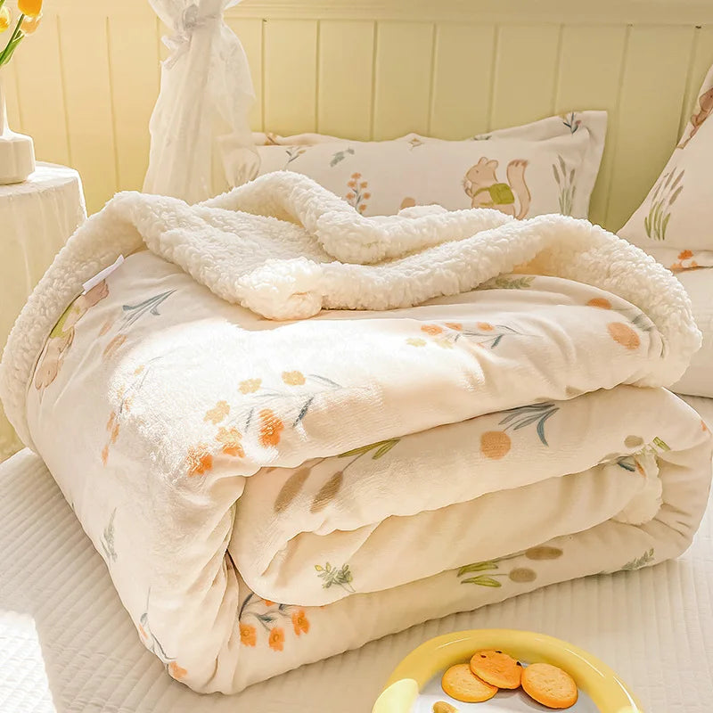 DecorBites™ Cozy Milk Velvet Cartoon Blanket for Single Bed, Student Dorm: Spring & Autumn Blanket
