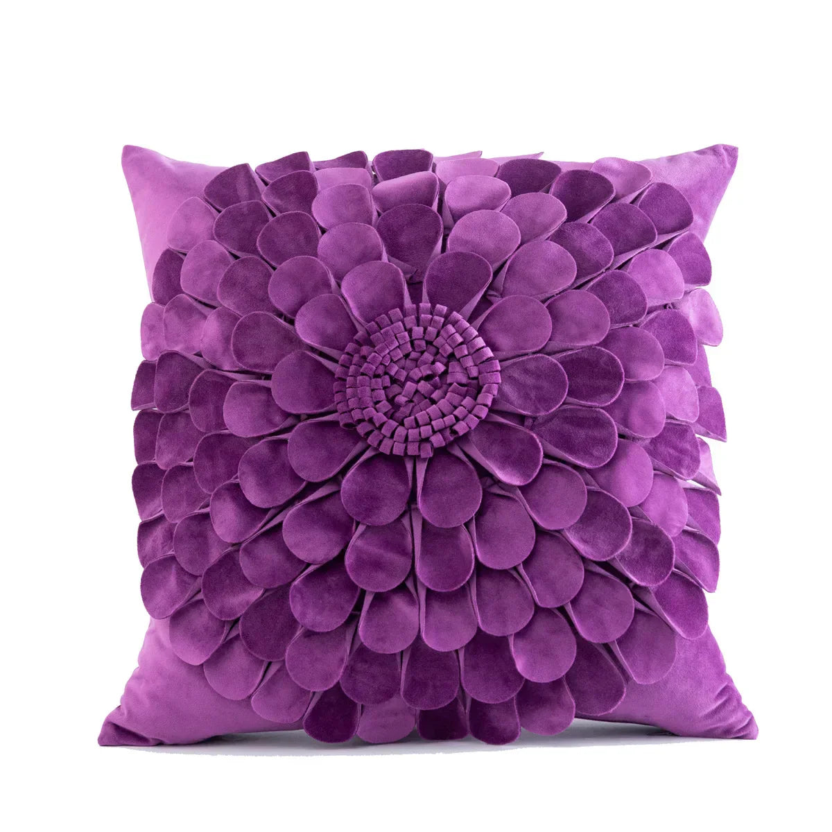 DecorBites™ 3D Velvet Flower Pillow Covers in Yellow Beige 45x45cm