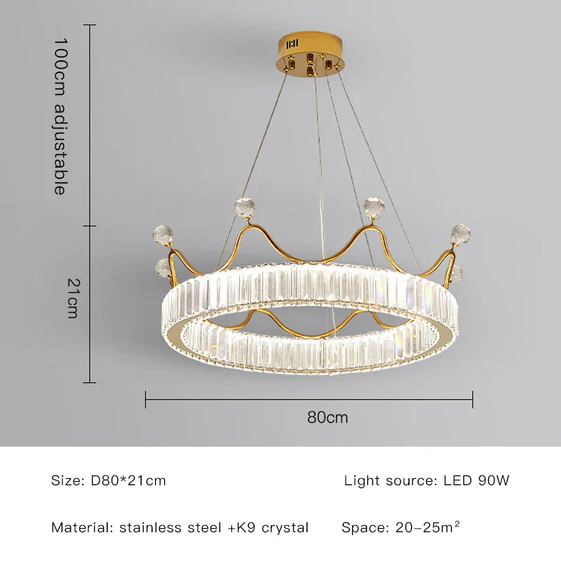 DecorBites™ Crown Petal LED Crystal Chandelier - Luxury Nordic Design for Girls' Bedroom