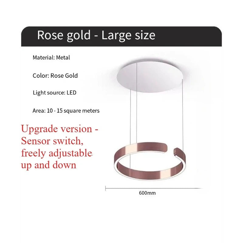 Modern Ring LED Pendant Light in Black or White