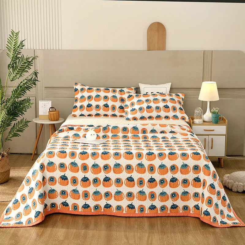 DecorBites™ Cotton Double Bedspread Set with Floral Design for Healthy Home Bed Decor