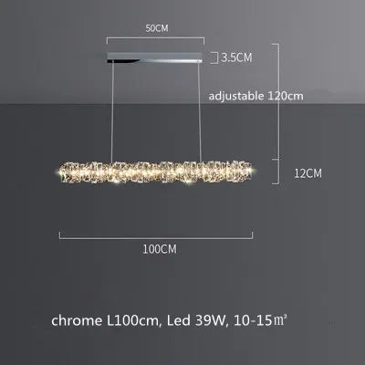 مصابيح قلادة LED كريستالية من DecorBites™ | مصباح حلقي معلق قابل للتعتيم | تركيبات ديكور فاخرة حديثة