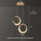 Modern Ring Pendant Light in Acrylic and Plated Metal