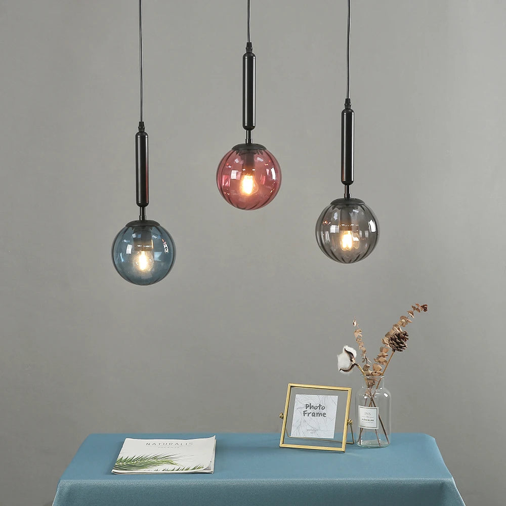 Nordic Glass Pendant Light With Painted Iron Finish