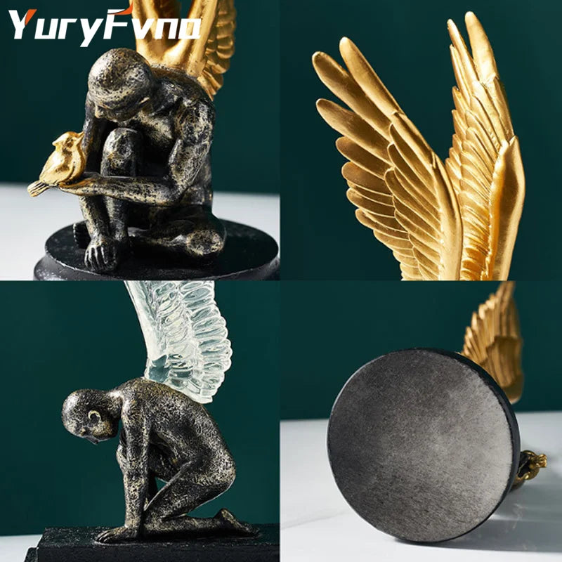 DecorBites™ Abstract Golden Character Resin Statue Modern Home Decor Ornament Scandinavian Style
