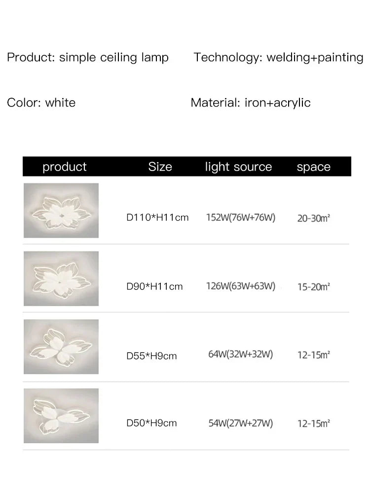ثريا زهور LED من DecorBites™ مصباح سقف أبيض لديكور غرفة النوم وغرفة المعيشة