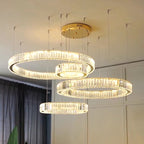 Modern Crystal Ring Pendant Chandelier In Gold Or Silver