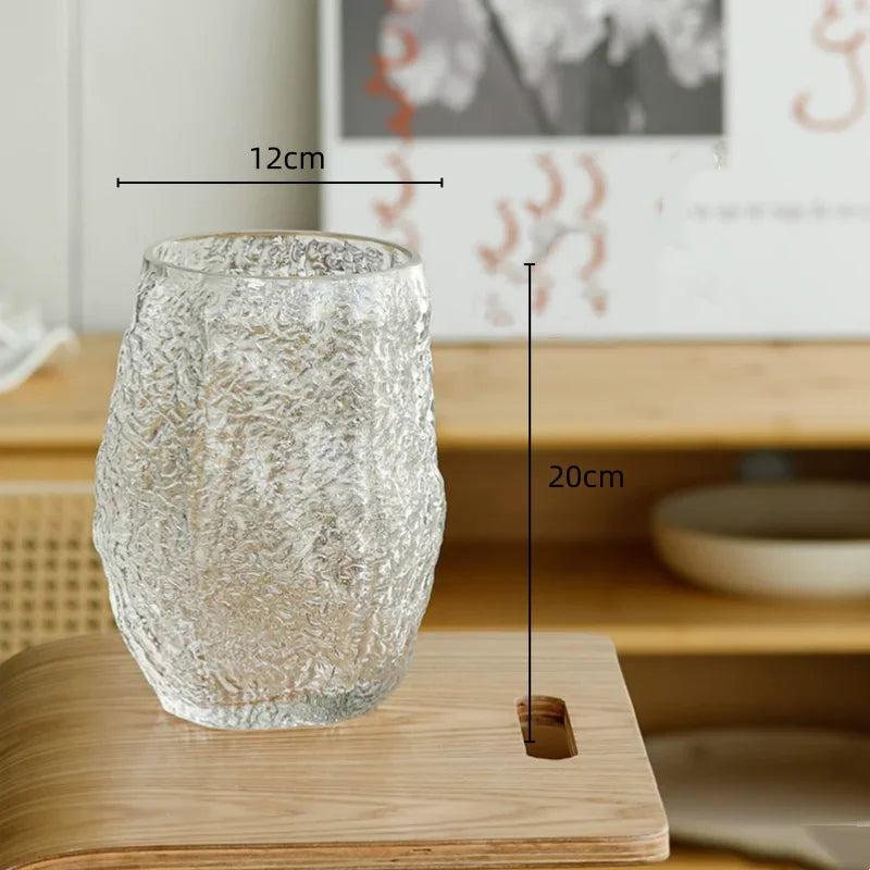 DecorBites™ Green Transparent Glass Vase for Flower Arrangement & Home Decor