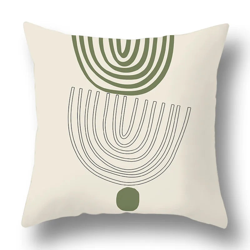 DecorBites™ Green Plants Geometric Print Pillow Cover - Home Sofa Cushion Cover