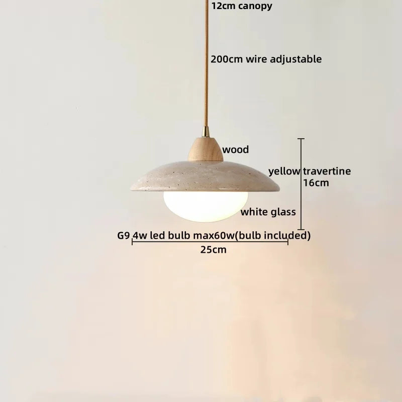 DecorBites™ Cave Stone LED Pendant Lights Wood Home Decor Yellow Globe Hanging Lamp