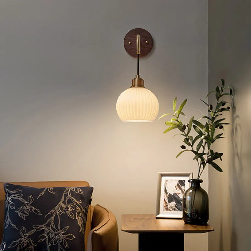 DecorBites™ Copper Adjustable LED Wall Light; Modern Pull Chain Switch Glass Stair Lights