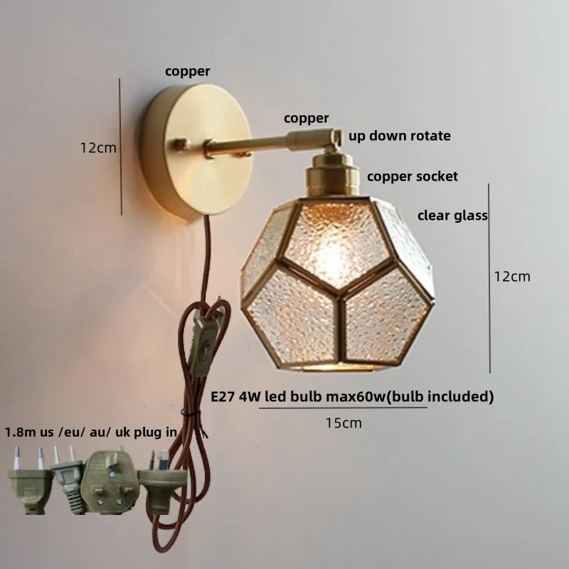 DecorBites™ Colorful Square Glass LED Wall Lights with Pull Chain Switch - Tiffany Style