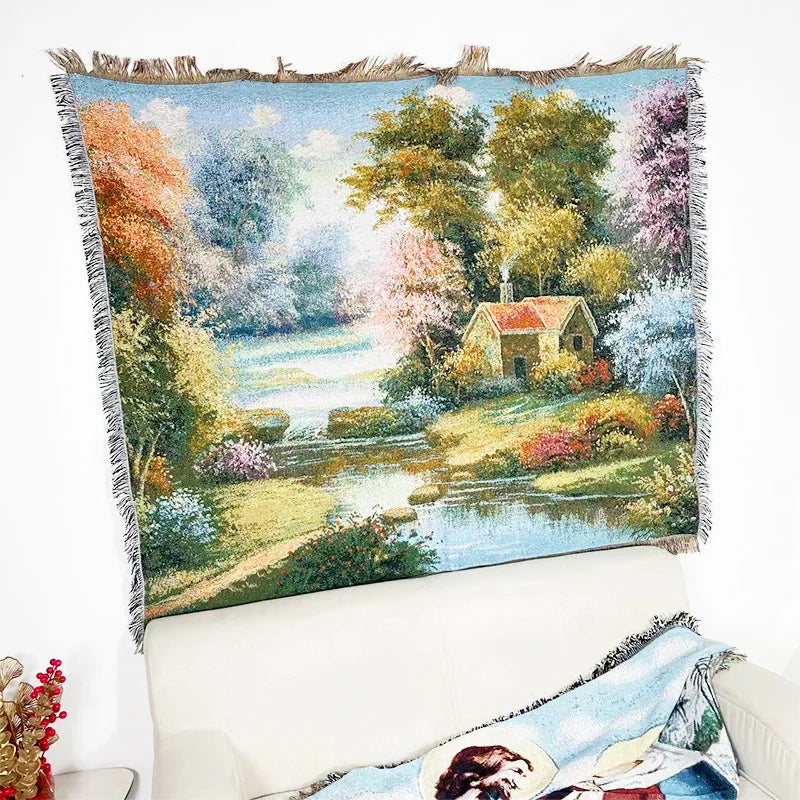 بطانية أريكة جاكار بوهيمية من الكتان والقطن من DecorBites™