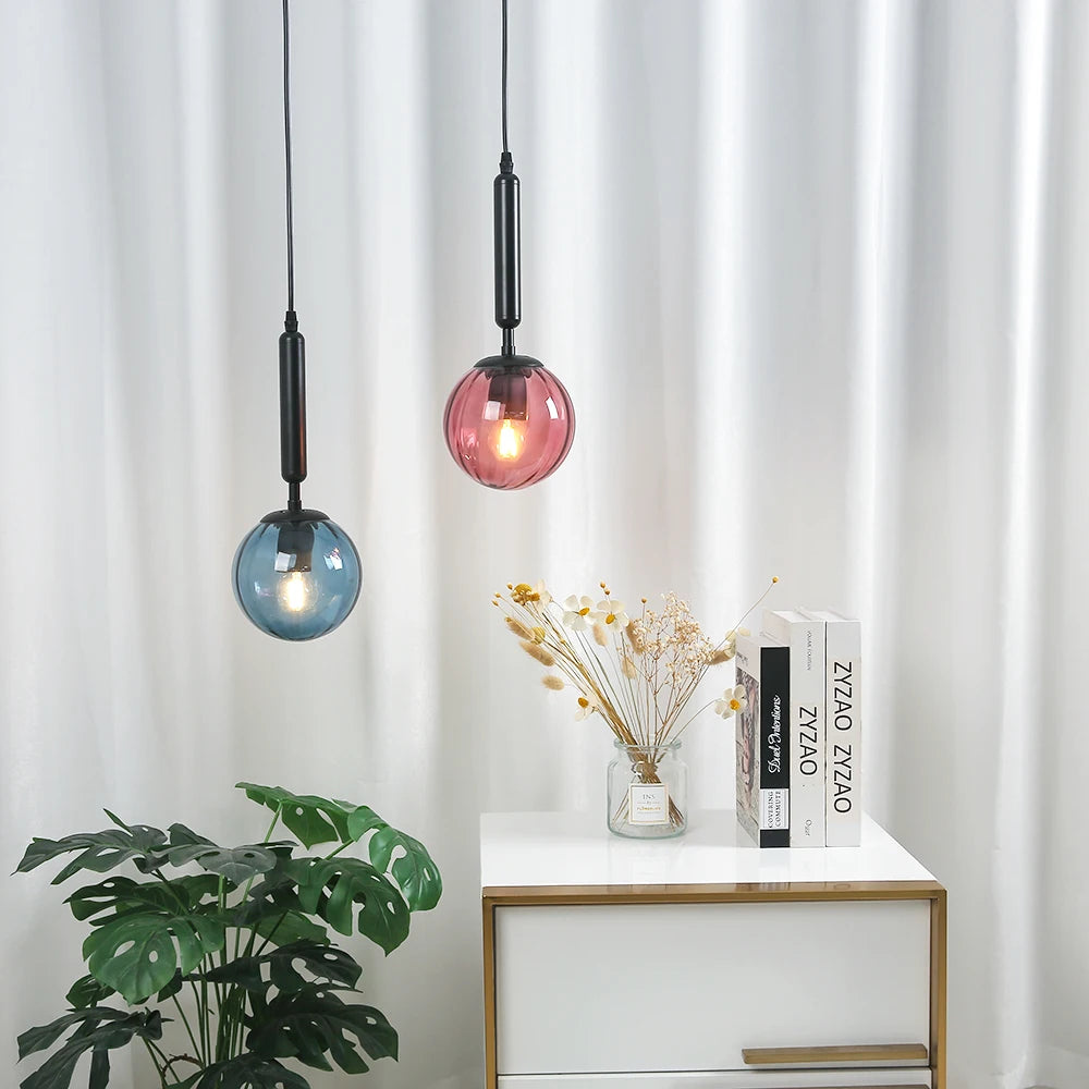 Nordic Glass Pendant Light With Painted Iron Finish