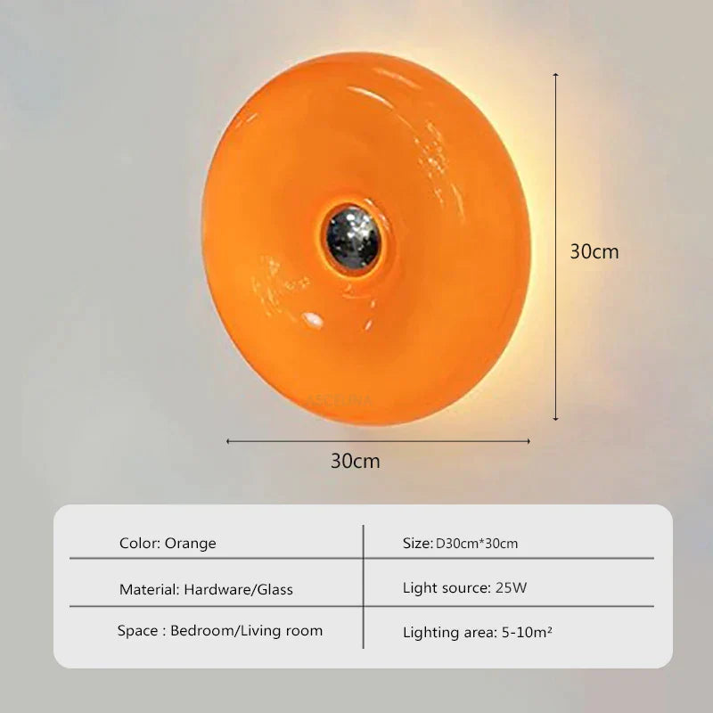 أبليك حائط DecorBites™ زجاجي على شكل دونات بتقنية LED لغرفة المعيشة وغرفة النوم والردهة وإضاءة الشرفة
