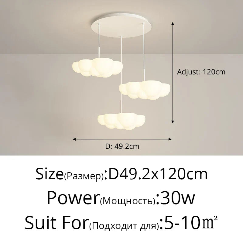 DecorBites™ Cloud White Modern Chandelier Floating Pendant Lamp Kitchen Island Light