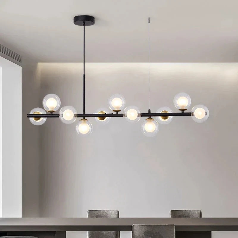 مصباح قلادة LED كروي ذهبي من DecorBites™، 11 رأس، تصميم نورديك حديث