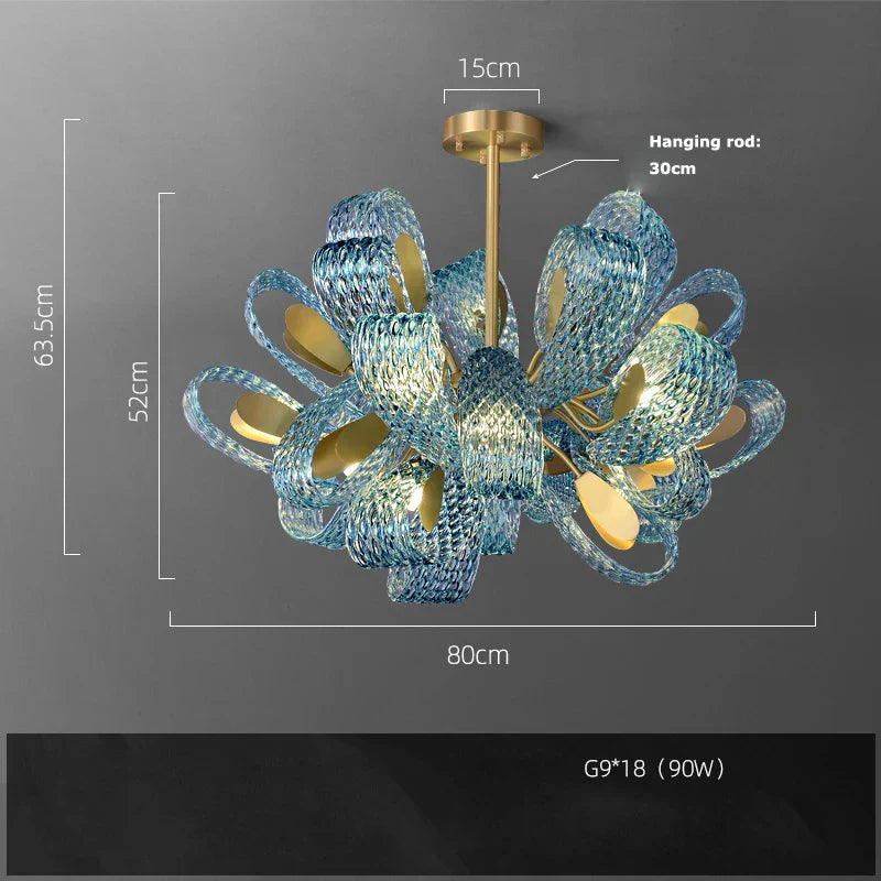 DecorBites™ Blue Queen Crystal Glass Ceiling Chandelier for Bedroom