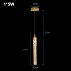Modern Crystal Rod Pendant Light in Black or Gold